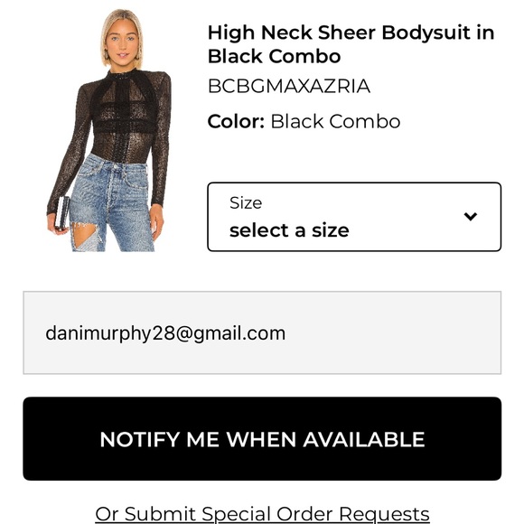 BCBGMaxAzria Sheer Black Long Sleeve Bodysuit - Picture 2 of 5